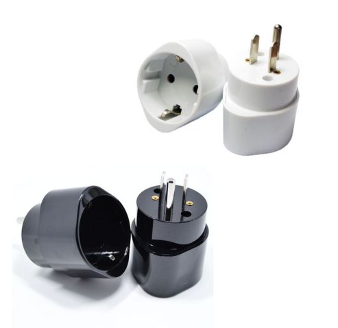 Adaptor Schuko la priză SUA/Japonia tip B (NEMA 5-15) cu pământare, alb/negru