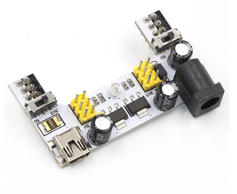 Modul convertor sursa de alimentare 3.3V - 5V pentru breadboard 830 si 400 puncte, intrare 7-12V, curent maxim 500mA
