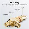 Adaptor audio RCA tata la 2 x RCA mama, metal, placat cu aur, inel rosu